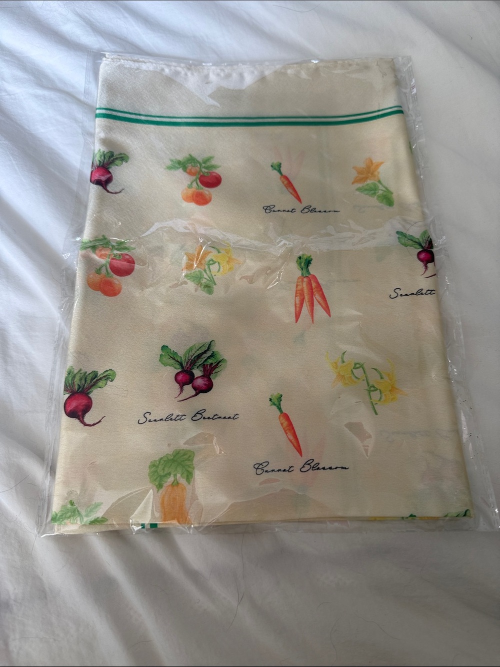 Jo Malone Cream Vegetable-Print Silk Scarf with Green Trim